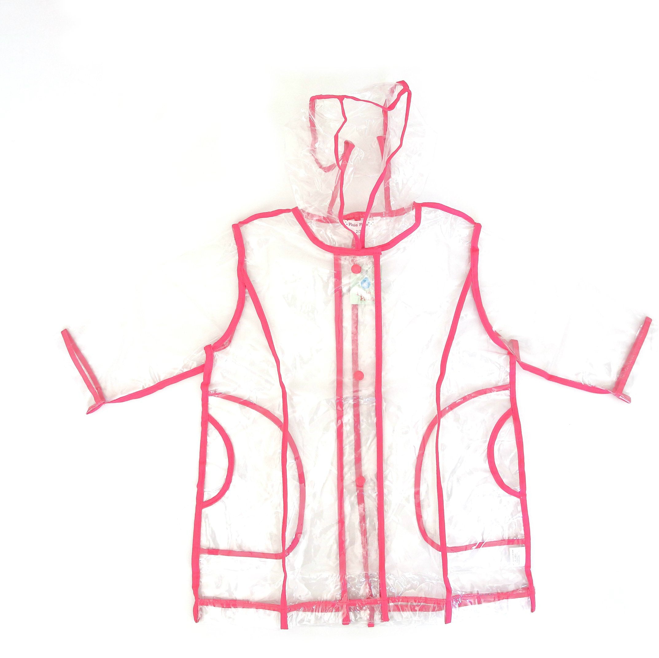 Fuchsia Trim Transparent Raincoat Pluie Pluie Girls Fuchsia Trim Transparent Raincoat