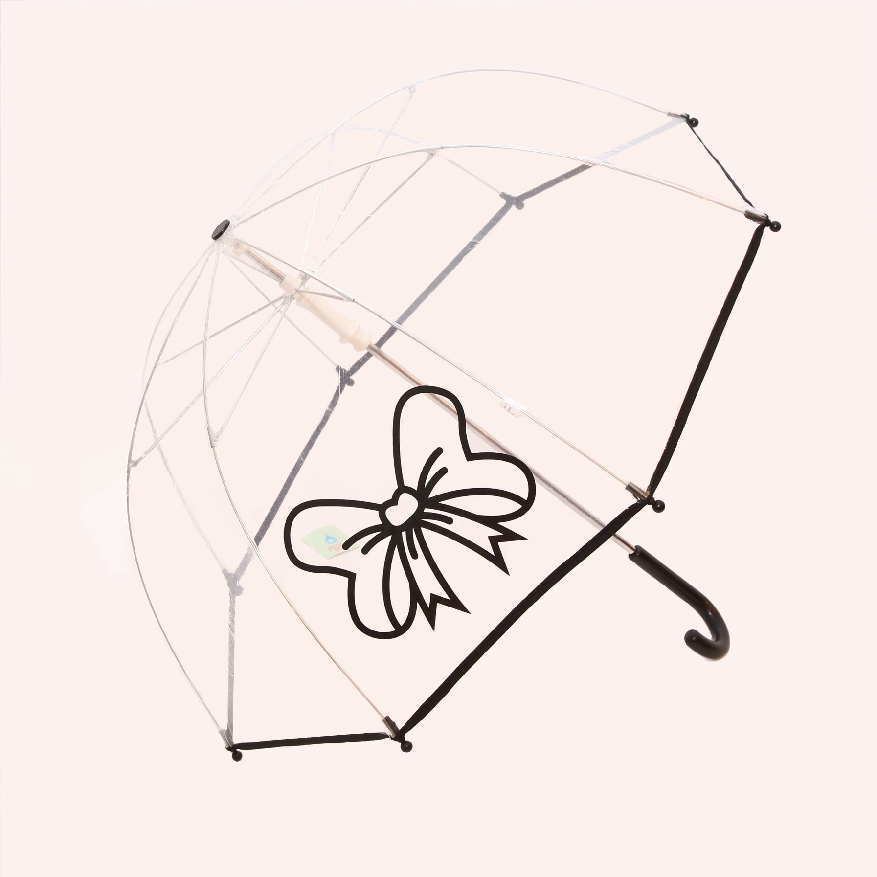 Clear Umbrella with Black Bow Pluie Pluie Girls Clear Umbrella with Black Bow