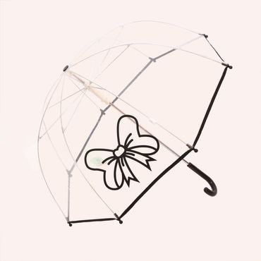 Pluie Pluie Girls Clear Umbrella with Black Bow