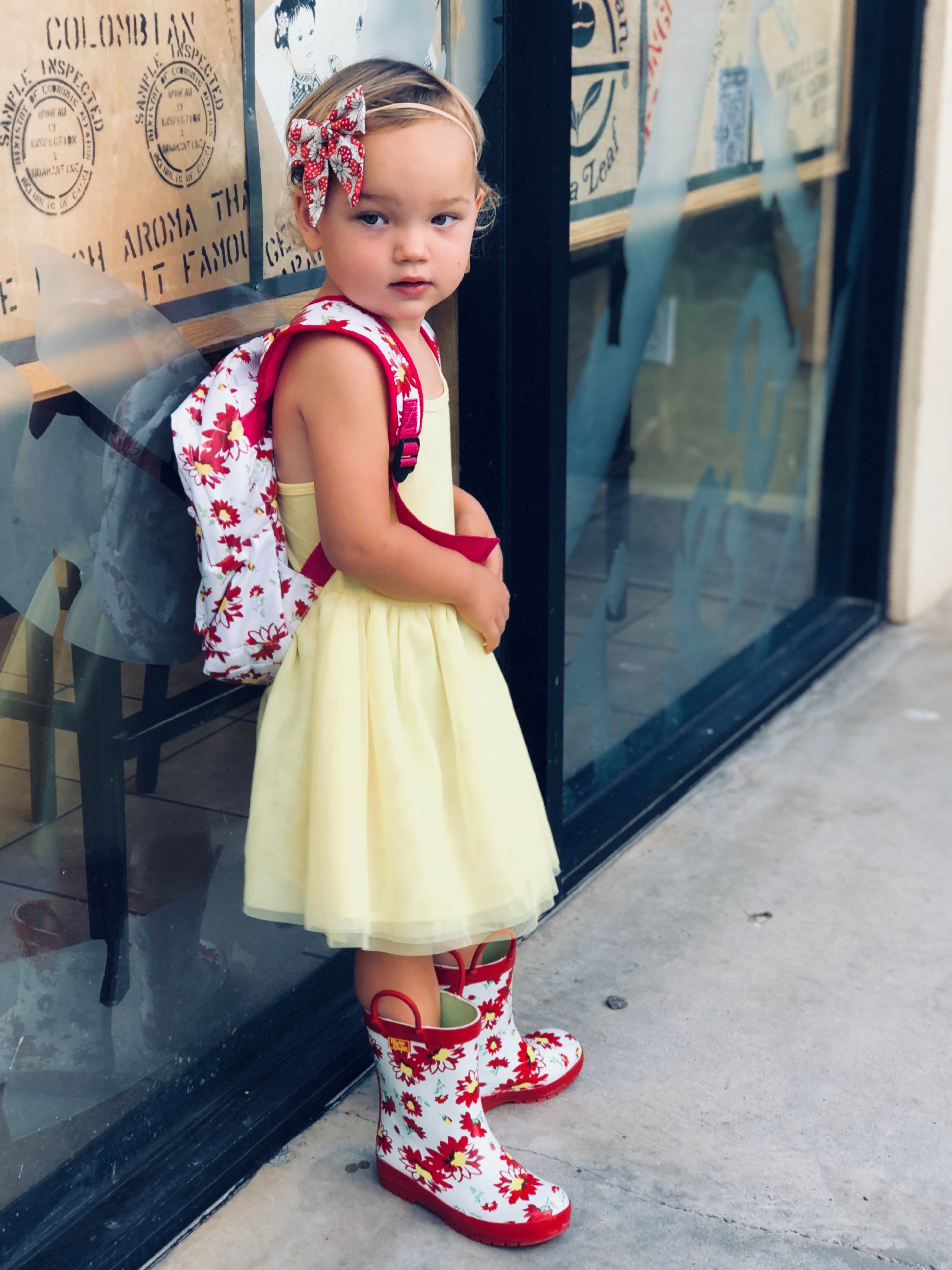 Red Flower Backpack Pluie Pluie Girls Red Flower Backpack