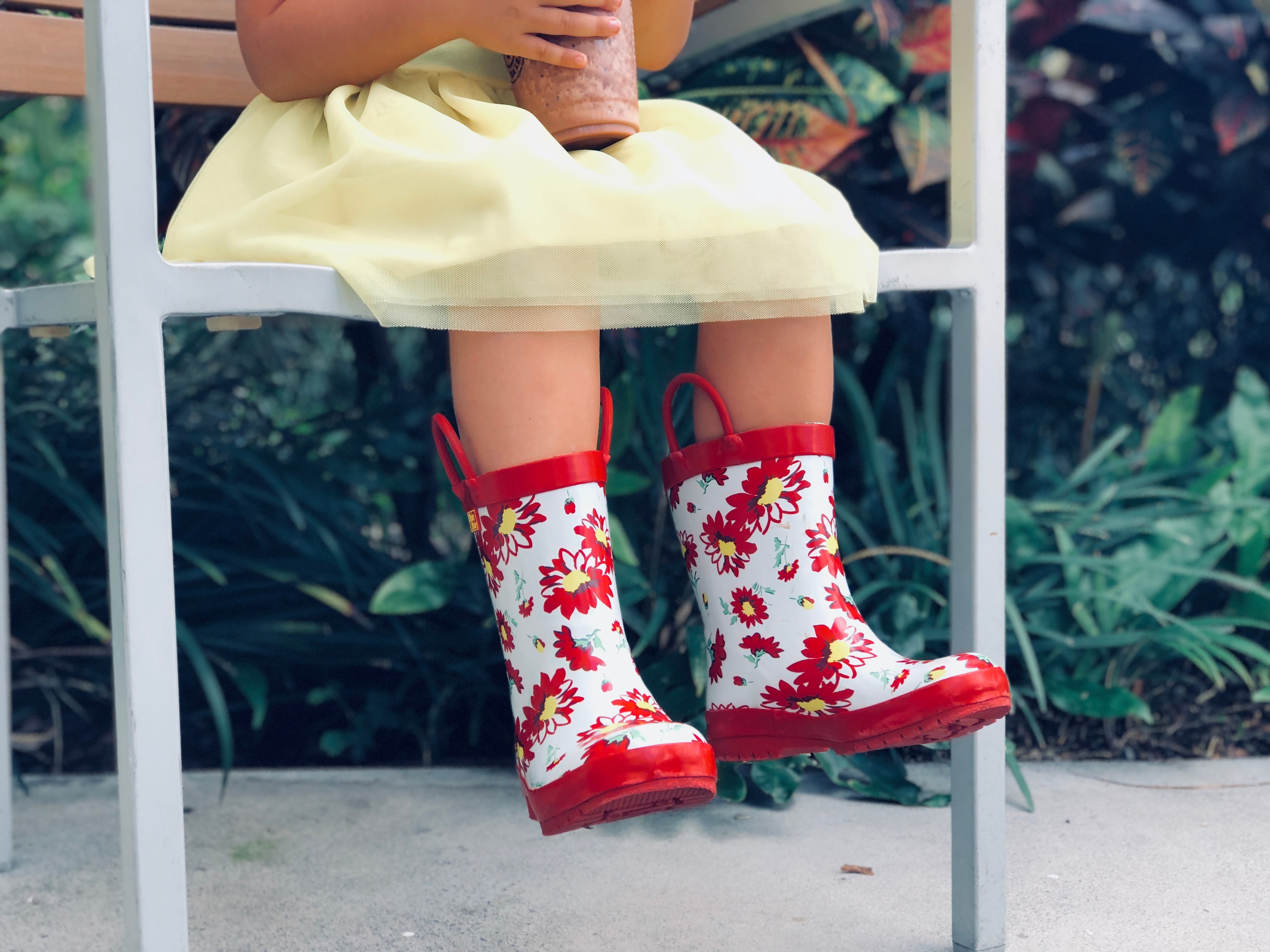 Red Flower Rain Boot Pluie Pluie Girls Red Flower Rain Boot