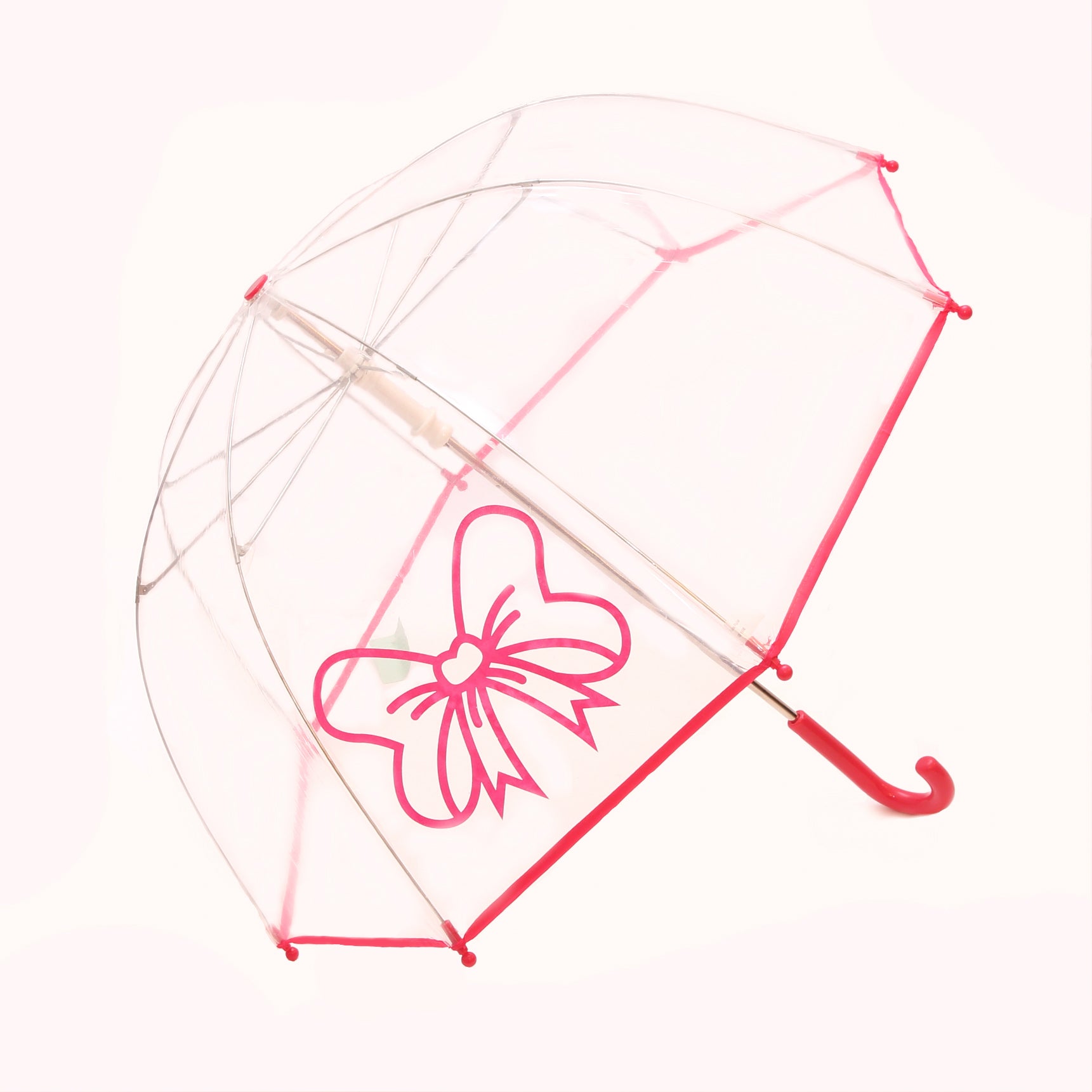 Clear Umbrella with Fuchsia Bow Pluie Pluie Girls Clear Umbrella with Fuchsia Bow