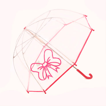 Pluie Pluie Girls Clear Umbrella with Fuchsia Bow