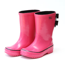 Pluie Pluie Girls Solid Fuchsia Double Bow Rain Boot