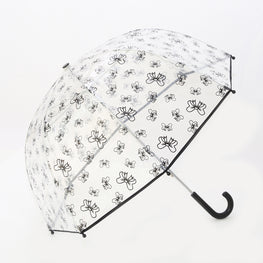 Pluie Pluie Girls Clear Umbrella with Black Bow Print