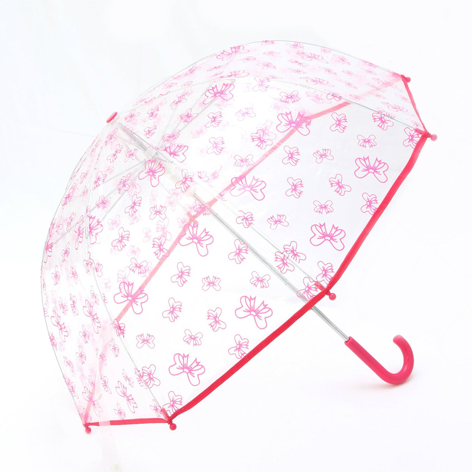 Clear Umbrella with Fuchsia Bow Print Pluie Pluie Clear Umbrella with Fuchsia Bow Print