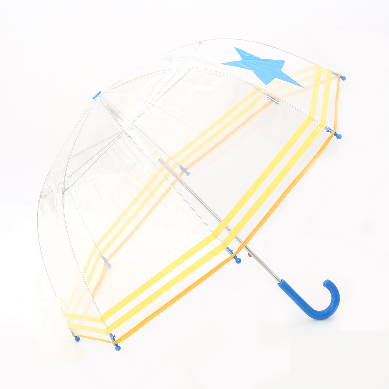 Clear Umbrella with Blue Star and Yellow Trim Pluie Pluie Boys Clear Umbrella with Blue Start and Yellow Trim