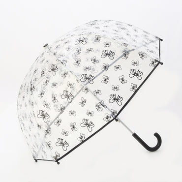 Pluie Pluie Girls Clear Umbrella with Black Bow Print