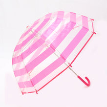 Clear Umbrella with Fuchsia Stripes