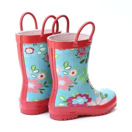 Playshoes White & Pink Floral Rain Boots
