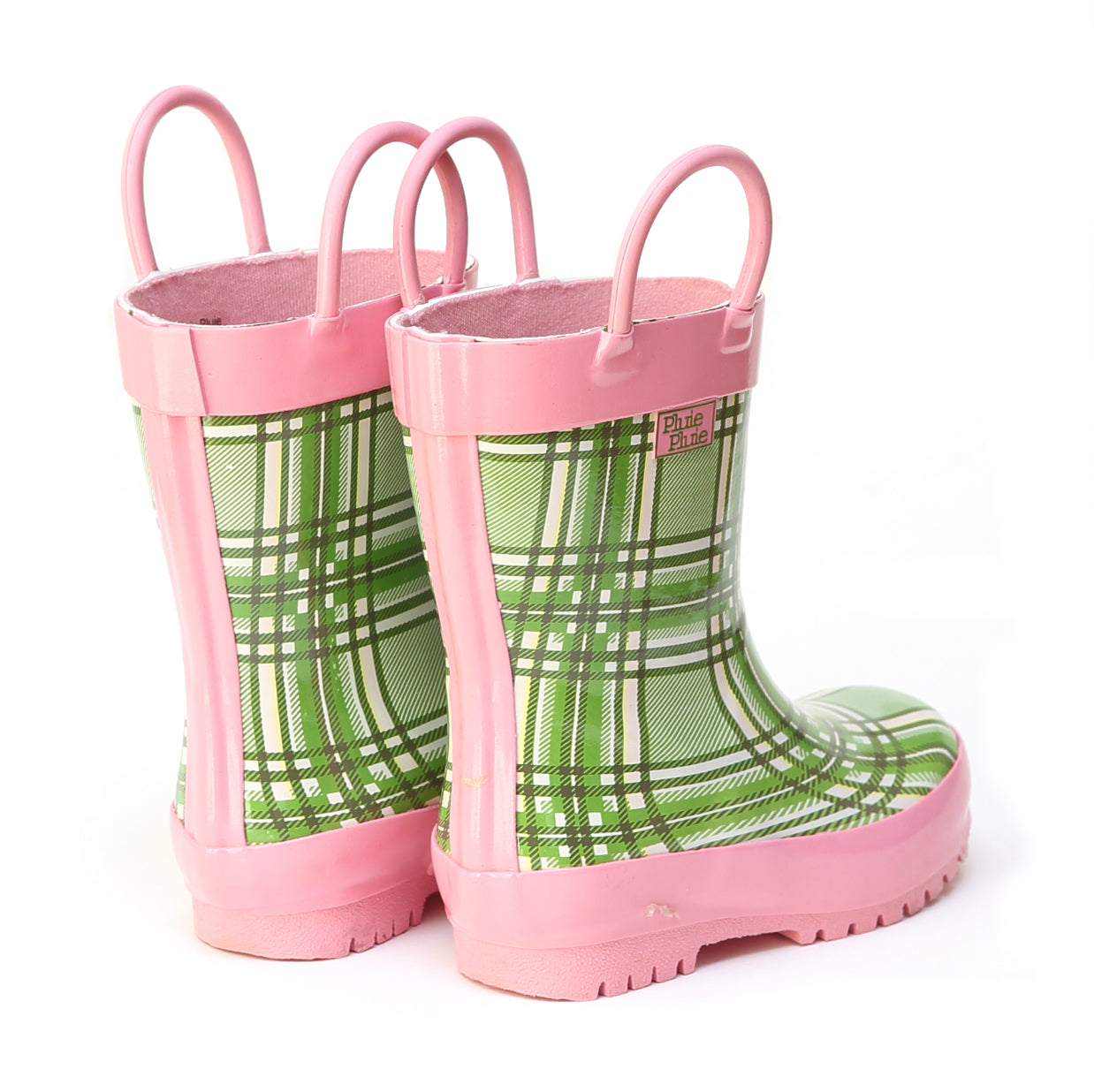 Pluie Pluie Girls Green Plaid Rain Boot