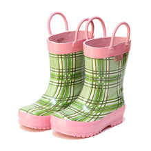 Green Plaid Rain Boot