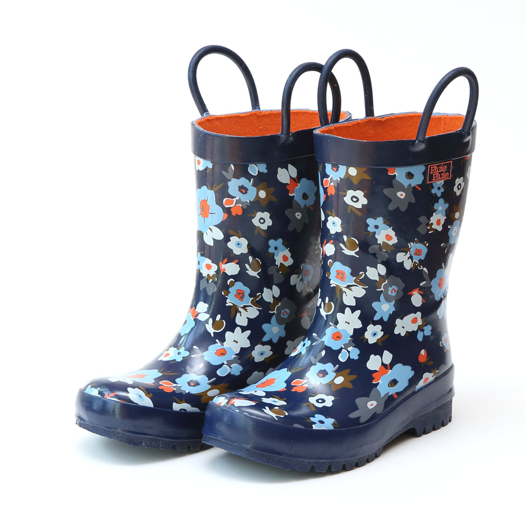 Pluie Pluie Girls Navy Flower Rain Boot