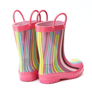Pluie Pluie Girls Pink Stripe Rain Boot