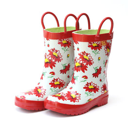 Pluie Pluie Girls Red Flower Rain Boot