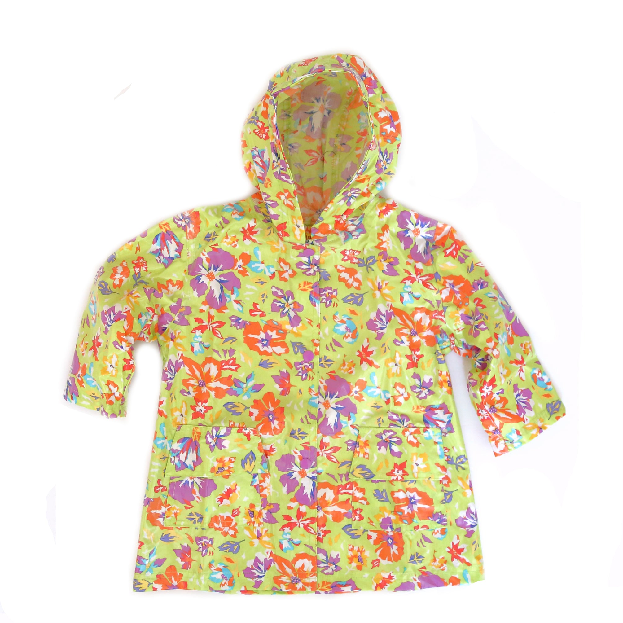 Pluie Pluie Girls Lime Flower Raincoat