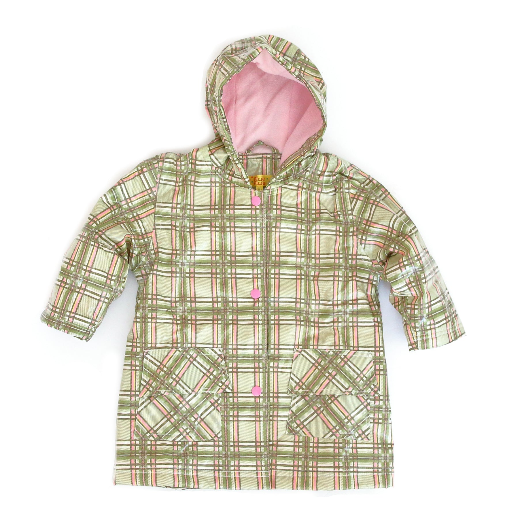 Pluie Pluie Girls Green Plaid Raincoat